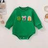 Unisex Baby Toddler Four-Leaf Clover Embroidered Long-Sleeve Bodysuit