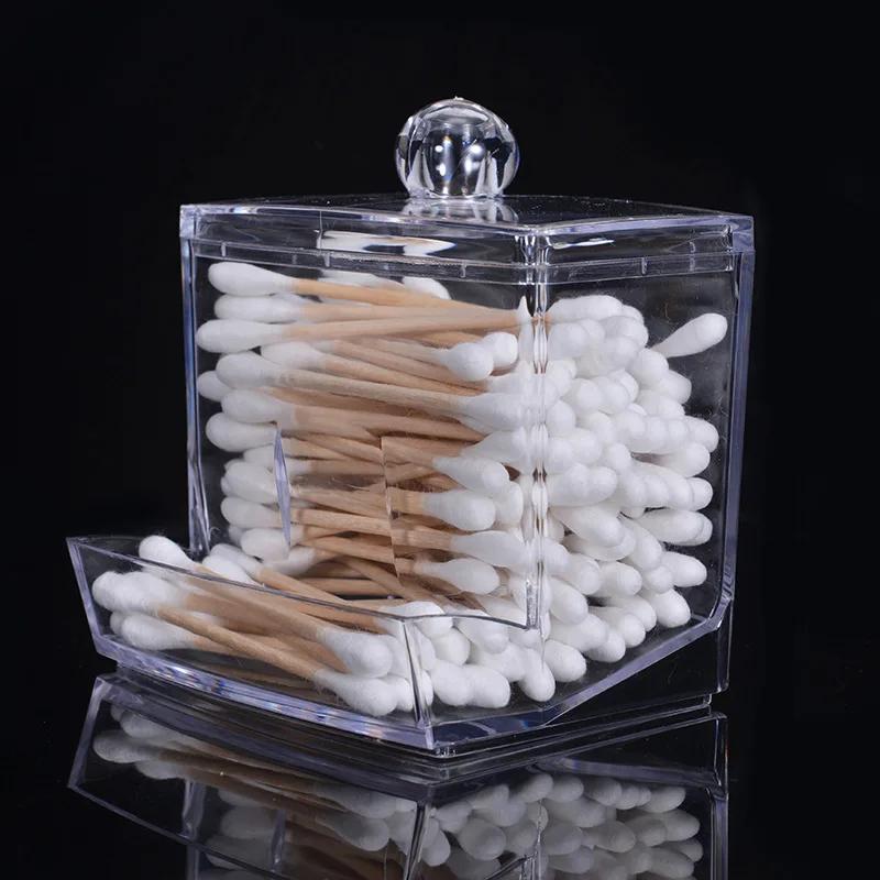 

Коробка для хранения косметики, новая акриловая коробка для хранения ватных палочек, прозрачный футляр для косметики, косметический контейнер белый