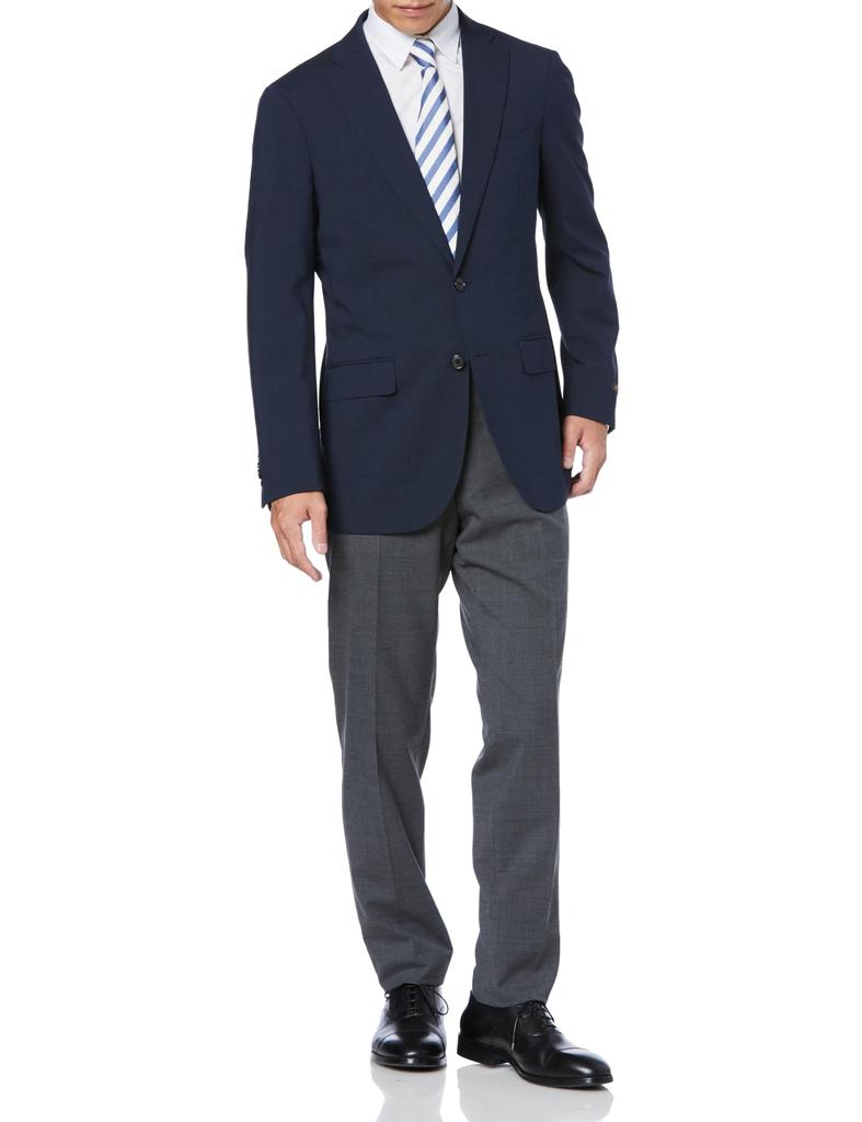 Takakyu Navy Stretch Washable Regular 110014043122337 Men's Two-Button Wool-Blend Two-Pant Suit, Fit,