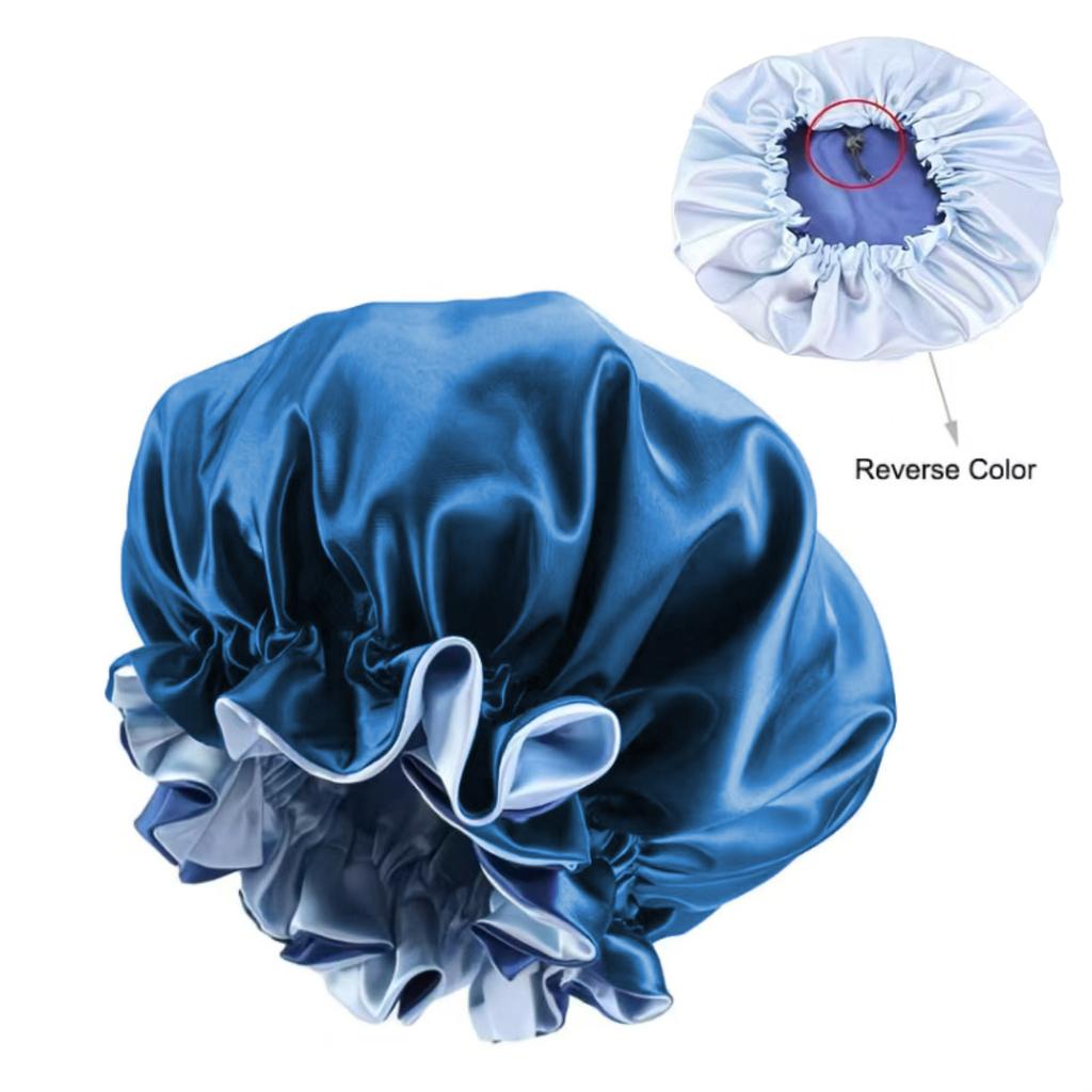 New Solid Color Satin Silk Bonnet for Women, Premium Elastic Band Sleep Cap, Large Double-Layer Satin Lace Sleep Bonnet