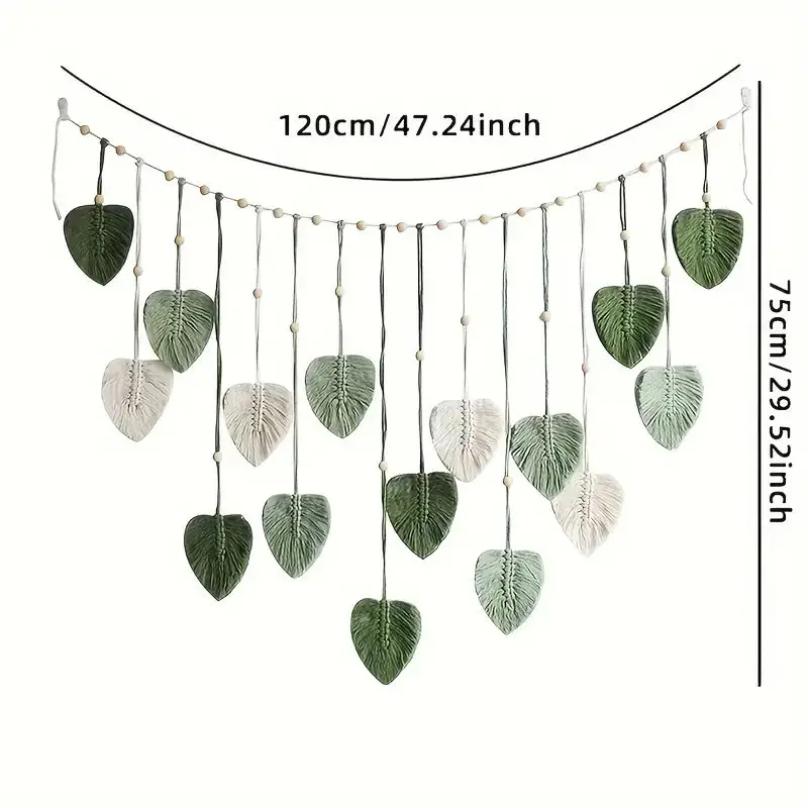 Home Decoration, Macrame Tapestry Macrame Leaf Feather Wall Hanging Decor for Living Room Bedroom, Wall Art Home Decor