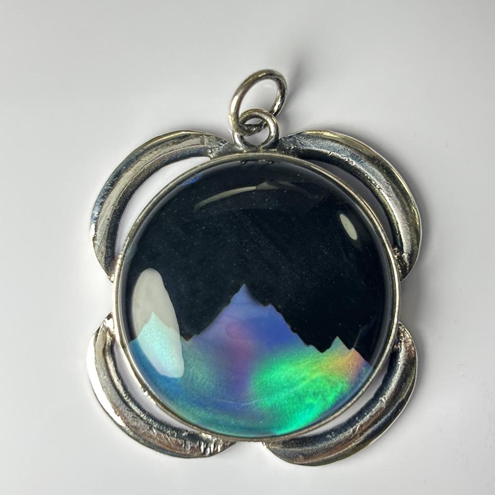 

Beautiful 925 Sterling Silver Pendant 56 Ct Natural Opal Round Cut Certified MY.PDS-374-NS 36.8 mm Approx. різнокольоровий