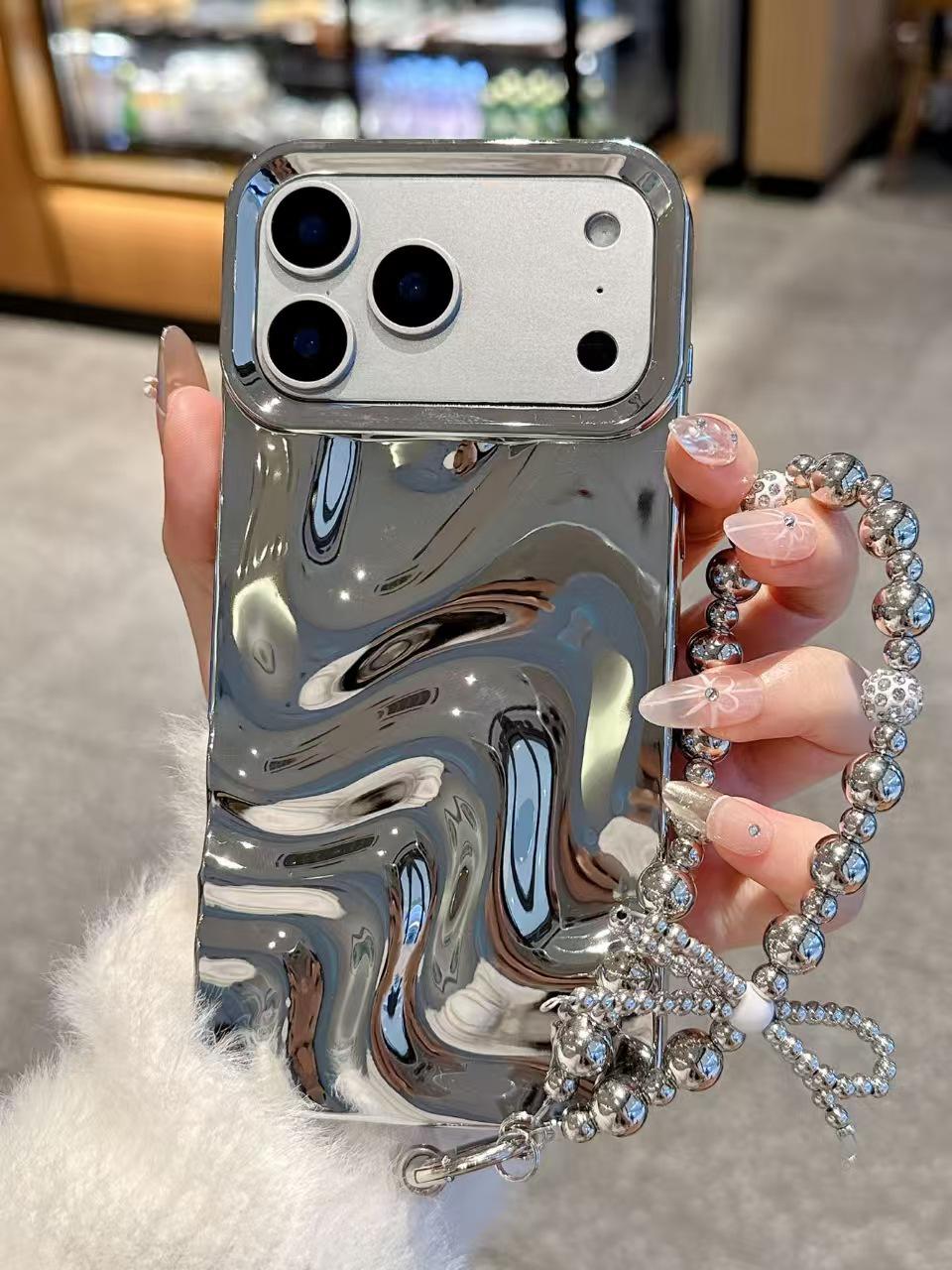 Luxury Pearl & Diamond Bead Bowknot Bracelet Phone Strap - Fashionable, Versatile, Anti-Drop iPhone 17