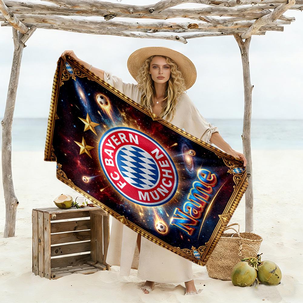 Fc Bayern Munich Fan Art Customized Name Beach Towel High Absorbency & Quick-Dry