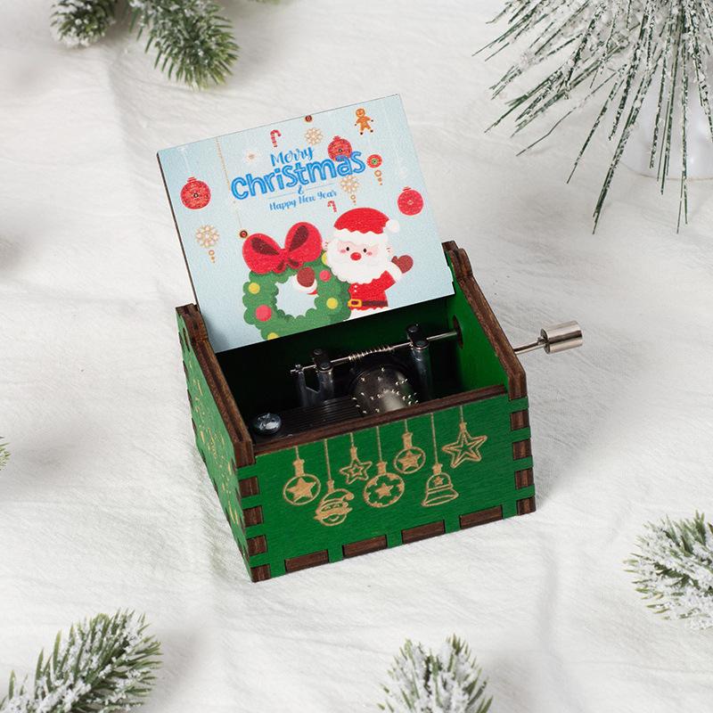 Wooden Hand-Cranked Christmas Music Box Ornament