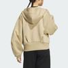 Adidas Spacer Full-Zip Hoodie Solid Color Sports Casual Loose Hooded Jacket Women Jacket Light-Khaki JJ3794