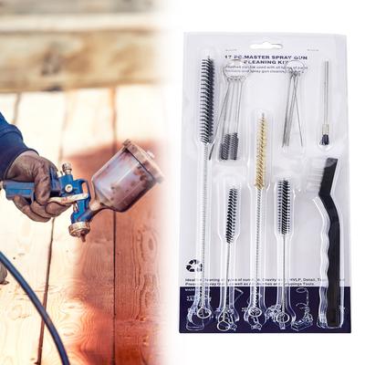21Pcs Airbrush Paint Spray Gun Nozzle Tip Cleaner Brush Multi-Functional Nylon Brush Spray Lance Cleaning Kit Needle Brush