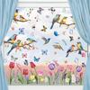 76 Pcs Window Cling Sticker Watercolor Tulip Flowers Butterfly Floral Patterns Window