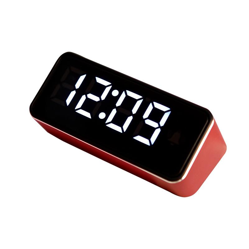 New Product Simple Electronic Clock LED Digital Clock Convenient Alarm Clock Electric Storage Mirror Clock Aluminum Shell Production 6616