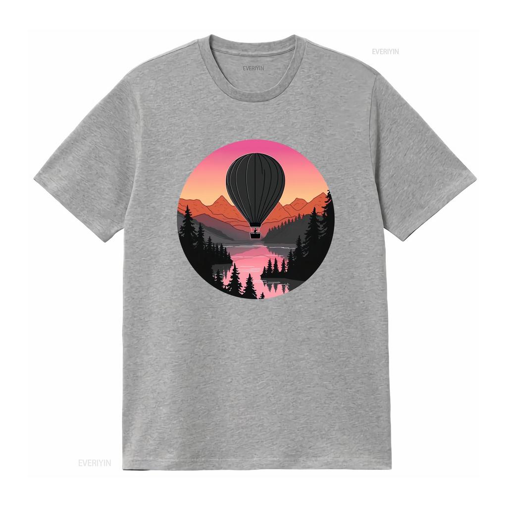Pretty Flying Hot Air Balloon Cool Sunset Ballooning Lovers T Shirt Vintage Washed Designer Clothes Slightly Breathable