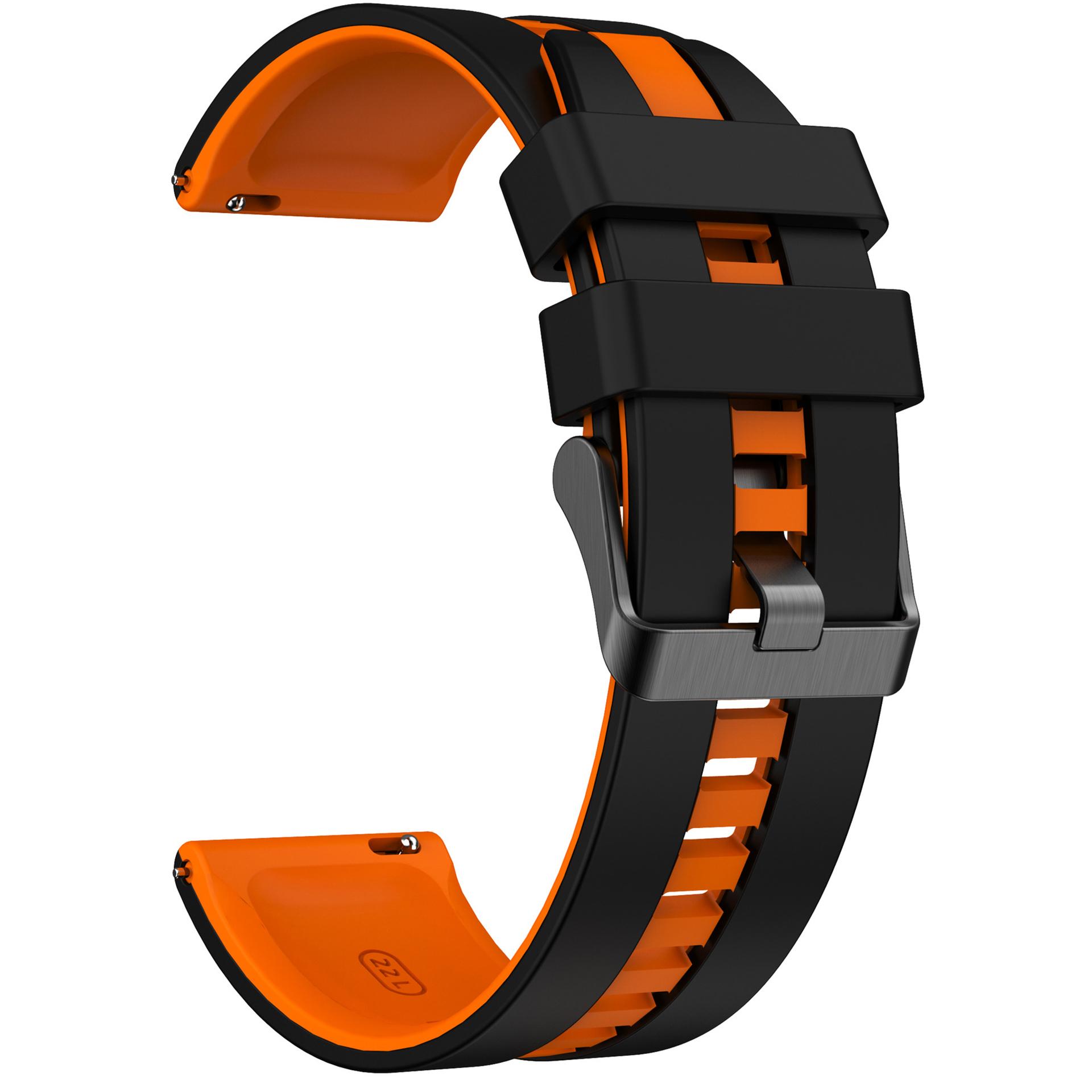 

KALEBOL 20мм Двоколірний силіконовий ремінець для Samsung Galaxy Watch6 Classic 47мм/43мм/Huawei Watch GT 3 Pro 43мм ремінець для годинника Black Orange