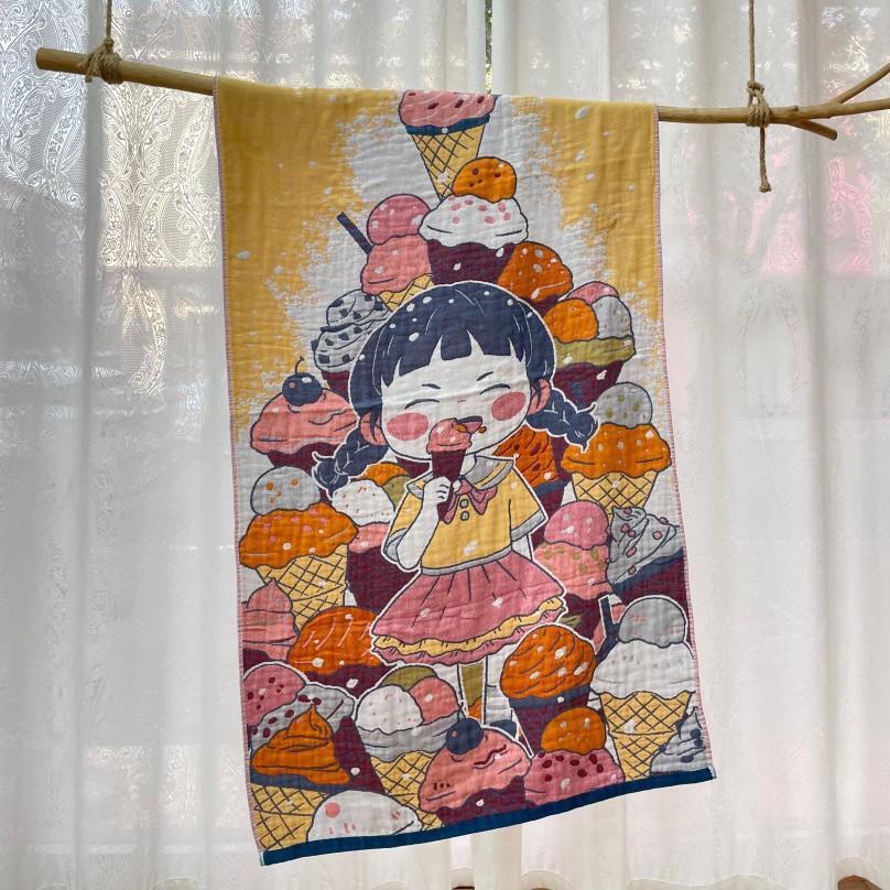 China Colored Jacquard Pure Cotton Four-Layer Gauze Bath Towel Men Women Extra-Large Adult Beach Towel Soft Absorbent