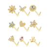 Stainless Steel Male Flower Zircon Female Nose Stud L Shape Nose Ring Septum Nose Ring Body Jewelry