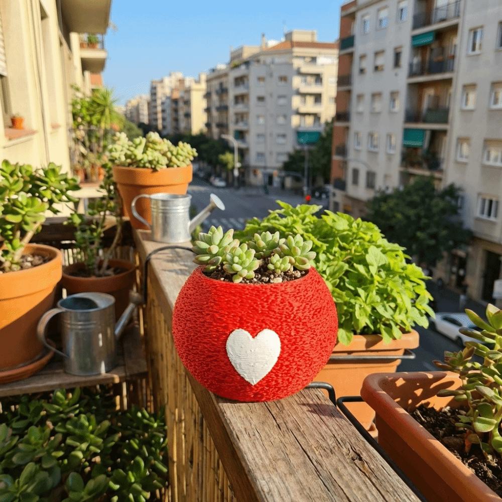 Mini 3D Printed Plant Pot Heart Pattern Eco-Friendly Planter Mini Succulent Pots  Office