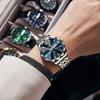 New Luxury Men's Quartz Watch Alloy Case Glass Waterproof Chronograph Stainless Steel Band Factory