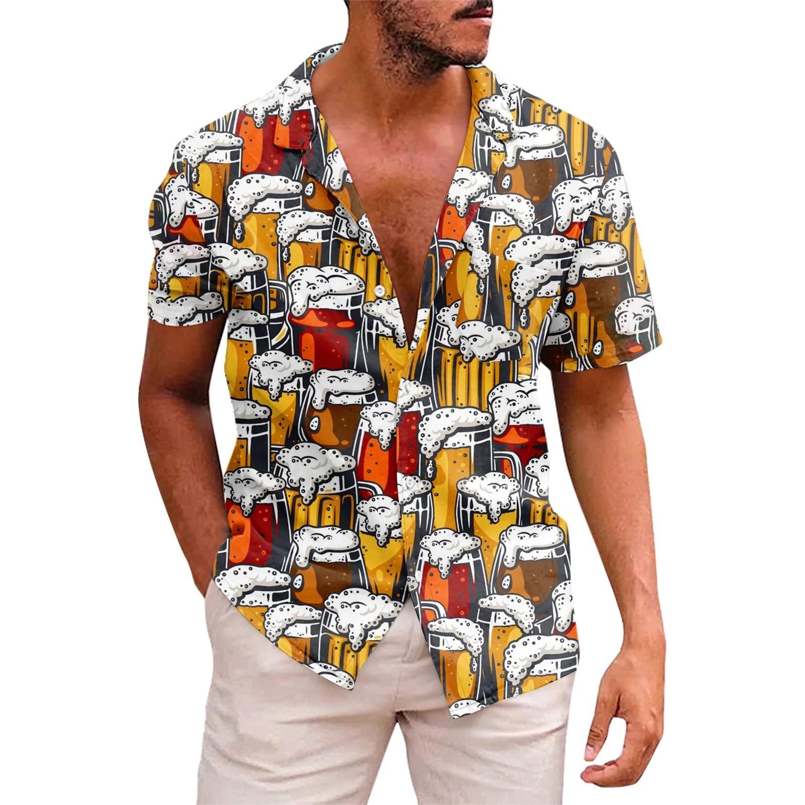 

Мужские рубашки с коротким рукавом на пуговицах с принтом. Мужские повседневные модные рубашки с коротким рукавом. XL оранжевый