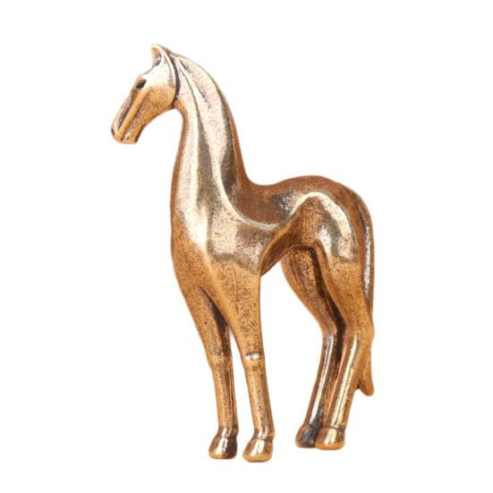 

Винтажная мини-фигурка лошади из латуни Маленькая лошадка Фэн-шуй Украшение Коллекционная статуэтка животного для офисного стола, письменного стола, камина, чайный питомец Декор Horse