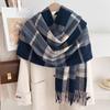 Clearance imitation cashmere plaid scarf women's atmosphere autumn and winter new Korean version plaid shawl thickened warm scarf