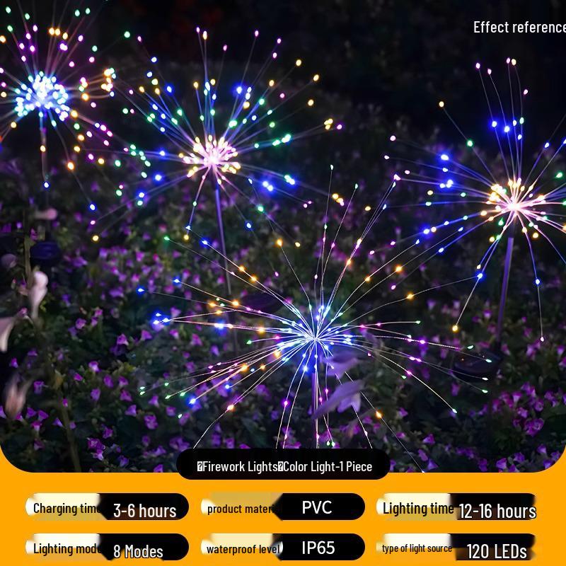 Waterproof Solar Fireworks String Lights for Outdoor Courtyard, Garden, or Lawn Decoration