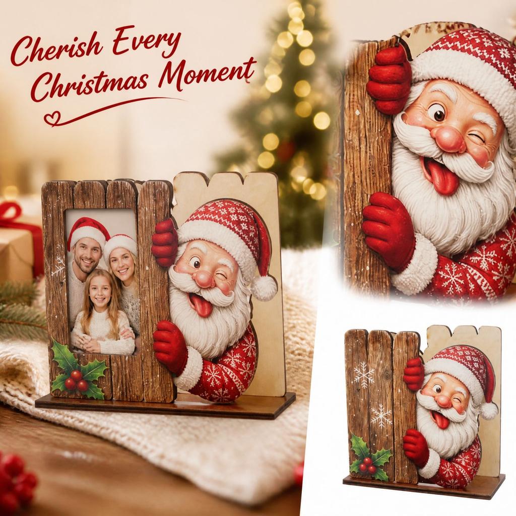 Christmas Shaped Wooden Photo Desktop Ornament for Holiday Home Decor