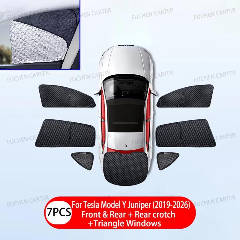 Upgraded Privacy Sunshades for Tesla Model Y / YL 2026 Side Window Windshield Blackout Sun Visor Camping Interior AccessoriesWindshield Sunshades 1