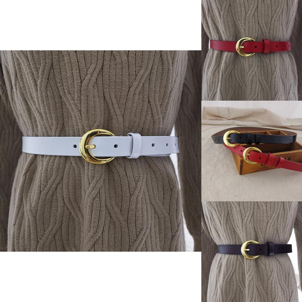 Classic Genuine Leather Womens Belt With Alloy Pin Buckle For Denim Pants