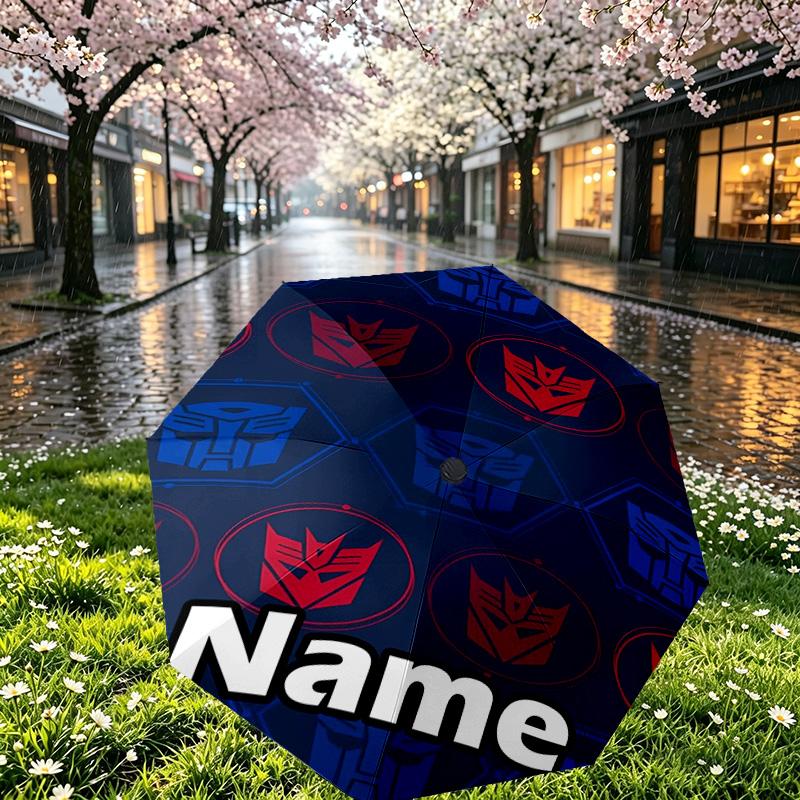 Custom Name Personalized American Science Print Umbrella, Auto Open Close, 8‑Rib Sturdy Frame, Commute Camping Hiking Use, Birthday Gift