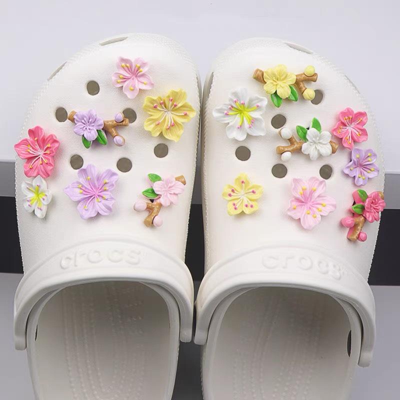 3D Peach & Cherry Blossom Hanfu Clog Accessories - High-End DIY Petal Shoe Flower Buckle