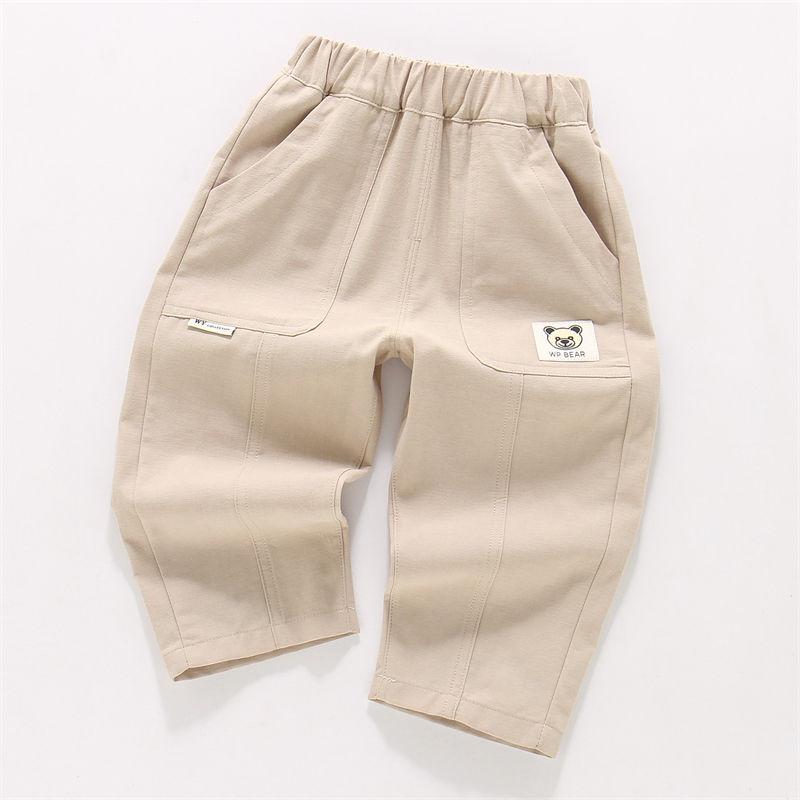 

Хлопковые повседневные брюки для мальчиков, летние новые тонкие и универсальные свободные брюки прямого кроя 90 хаки
