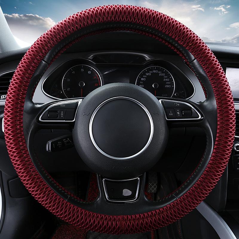 Breathable Mesh Car Steering Wheel Cover - Cute Honeycomb Sandwich Design