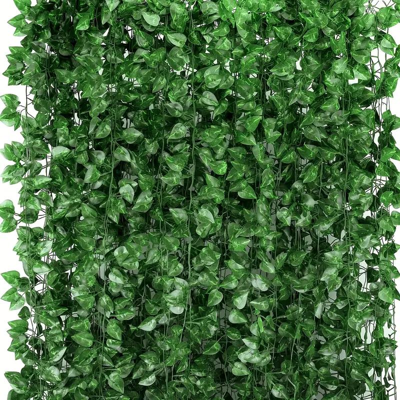 2/200M Artificial Plant Green Ivy Leaf Garland Fake Plant Creeper Hanging Vine Outdoor DIY Garden Wall Wedding Party Home Decor