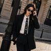 Gothic Punk Ladies Tie With Clover Decor For Cosplay And Photoshoots