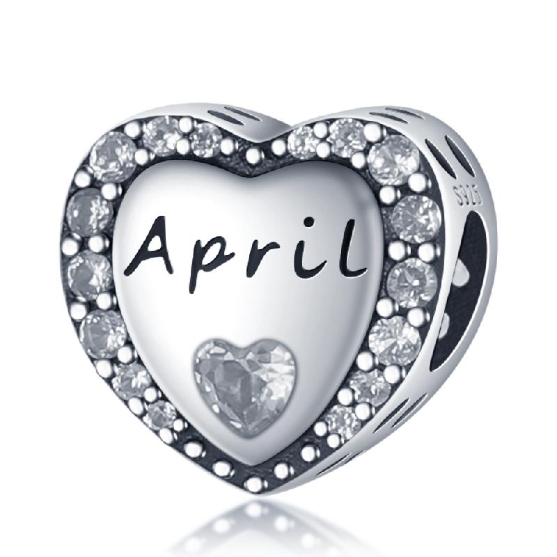 New In Silver Color Love Zircon Heart Series Beads Fit  Bracelet DIY Charm Pendant Woman Jewelry Hot Sale