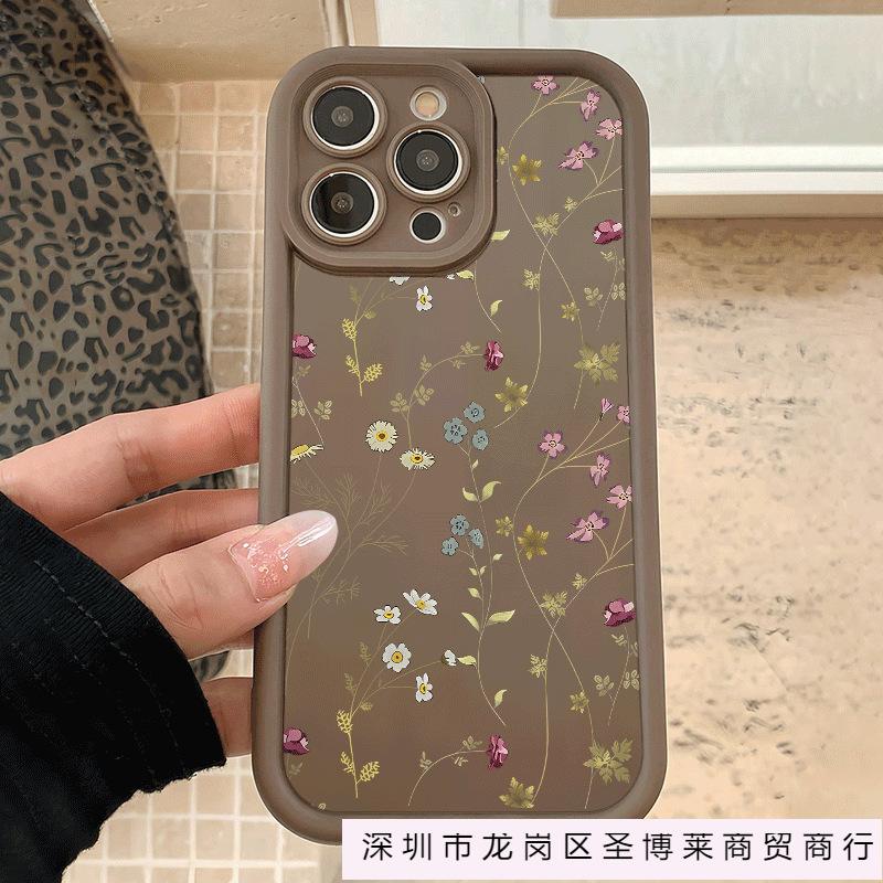 Line flower for iPhone11/12/13/14/15 mobile phone case Apple 16promax all-inclusive X/XS