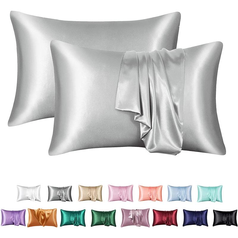 Zeby Luxury Silky Pillowcase Soft Comfortable Smooth Satin Pillow Cases High End Solid King Pillow Cover Home Queen Pillowcases