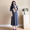 Summer Printed Round-neck Short-sleeved Loose and Fashionable T-shirt Dress for Pregnant Women