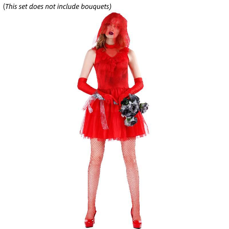 Adult Halloween Ghost Bride Costume In Red For Game Anime Cosplay