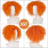 Perucă sintetică scurtă portocalie creț pentru Cosplay Halloween Anime Peruci amuzante Unisex Perucă Cosplay dezordonată Joc de rol Perucă Pălărier Nebun