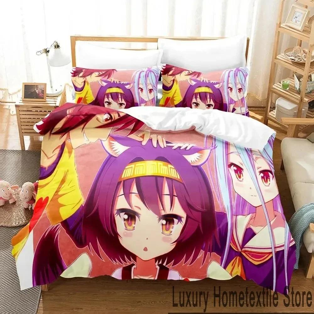 Anime No Game No Life Bed Cover Collection Comforter Cover Bed Collection Quilt Cover Pillowcase Comforter king Queen Size Size Boys Adult Bed Cover