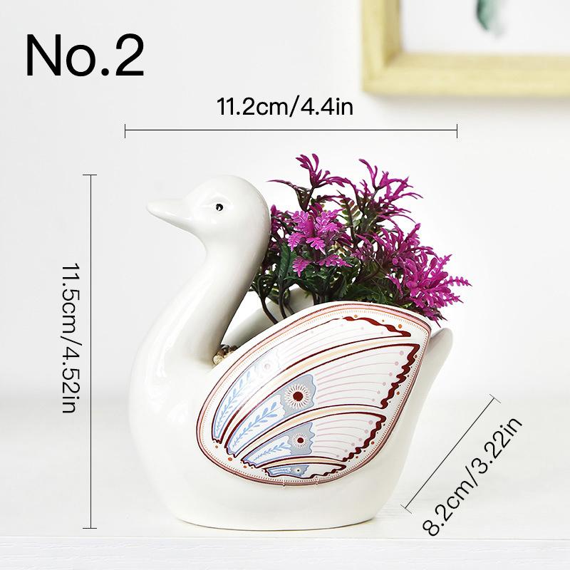 Cute Swan Flower Pot Ceramic Succulent Pot Planter Home Decor Indoor Decoration Desktop Ornaments Bonsai Plant Pot