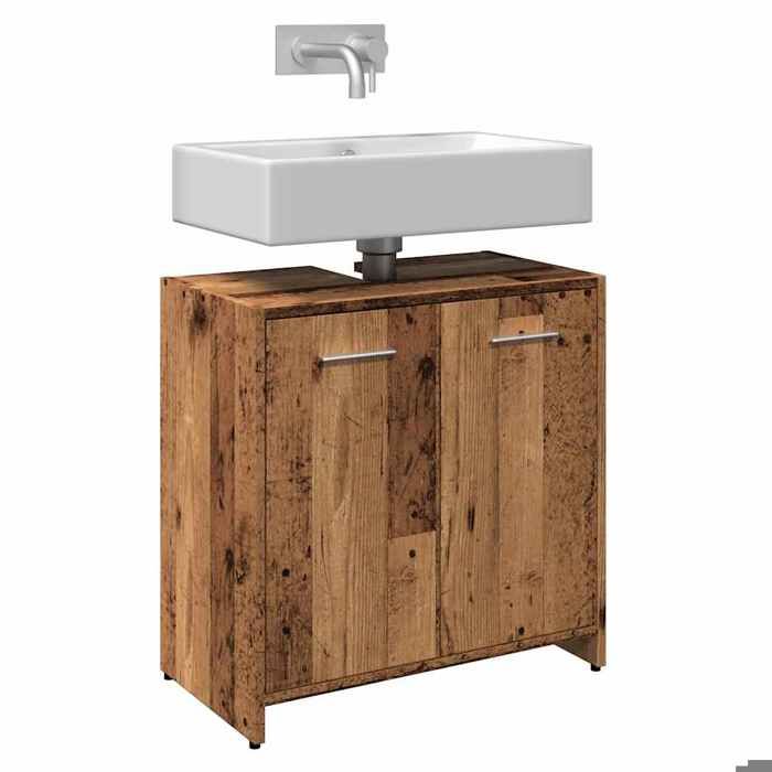 VidaXL Armoire lavabo de salle de bain vieux bois 60x33x60 cm, meuble de lavabo, meuble sous vasque de salle de bain, meuble 856039