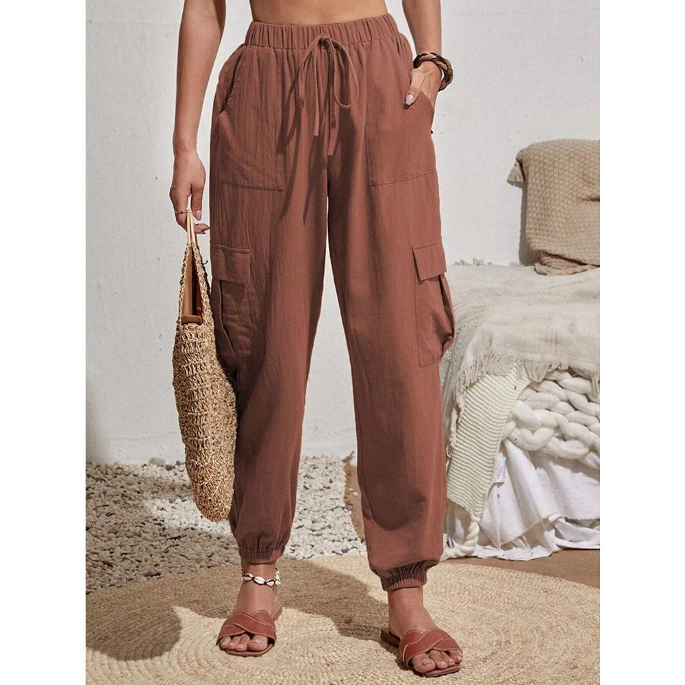 Women Solid Color Women Pants Pocket Women's Pants Spring Summer Collection Pocket Workwear Womens Pants