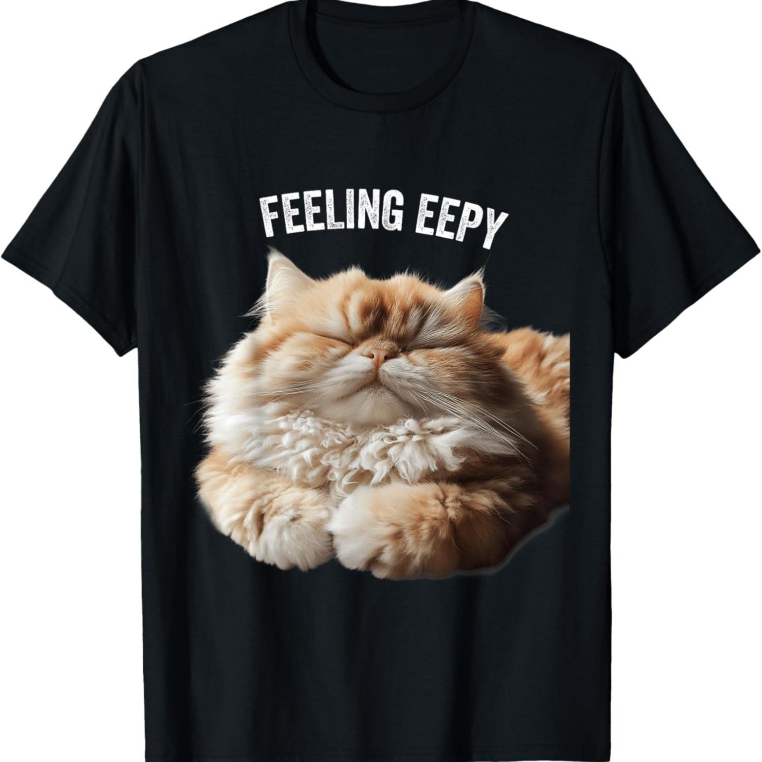 Eepy Cat, Silly Sleepy Cat Meme Cute fluffy cat lovers T-Shirt S чёрный