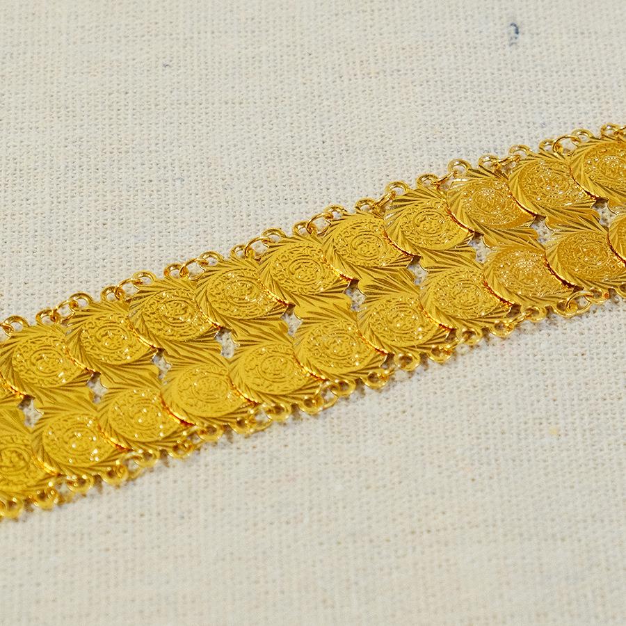 Luxury 3cm Middle Eastern Gold-Plated Copper Coin Bracelet - Bridal, Wedding, Birthday Jewelry Gift