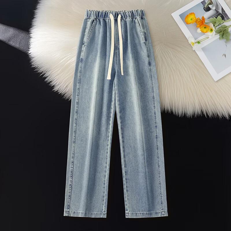 Women's Lyocell Blend Drawstring Elastic Waist Jeans