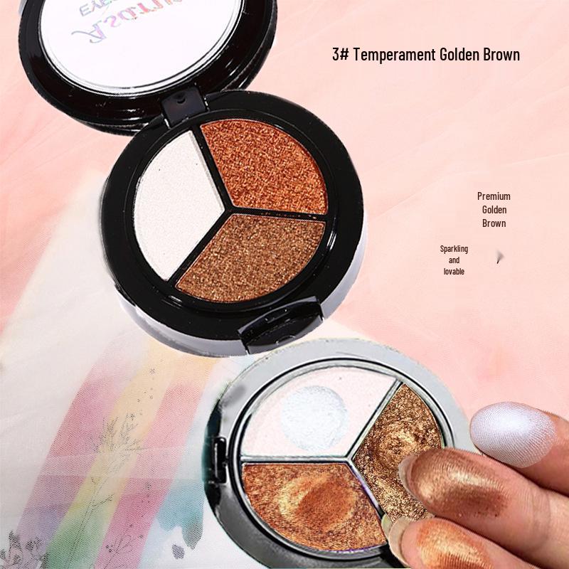 Ashariya Three-Color Pearlescent Earth Tone Eyeshadow Palette