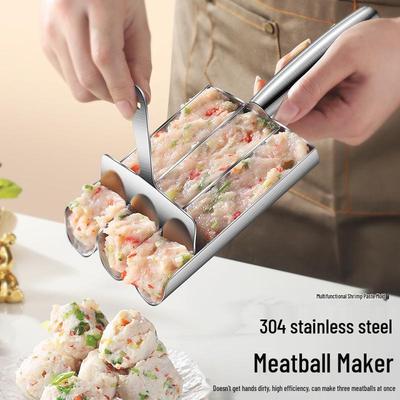 Nerezový tvořítko na masové kuličky 304: DIY forma na rybí koule, krevetovou pastu, rýžové koule pro vaření.