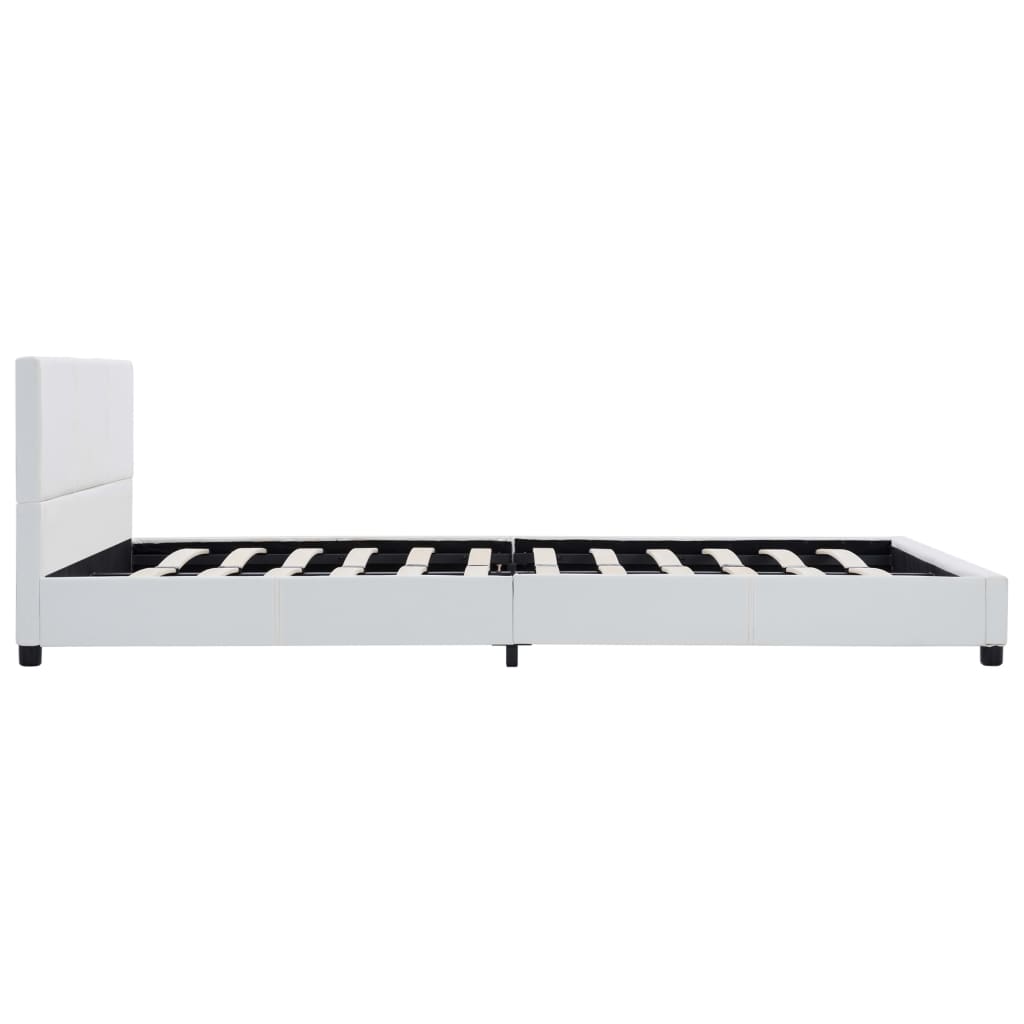 Bed Frame White Faux Leather 140x200 cm
