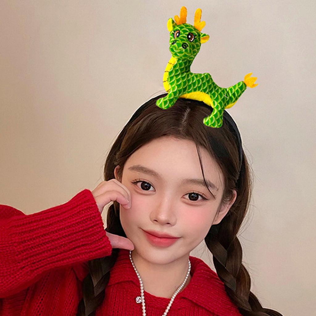Cartoon Stuffed Dragon Shape Hairband Photography Hair Holder New Year Party Headband for Girls Women Multiple Color