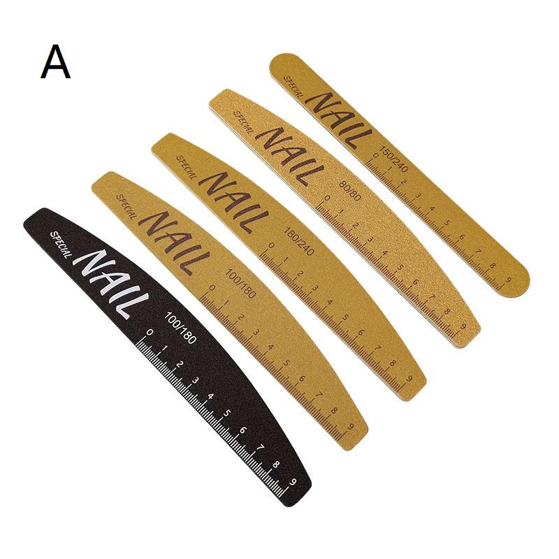 5 ks Sada pilníků na nehty s měřítkem Nail Art Oboustranný pilník na nehty 80-240 zrnitosti Broušení Pískování Leštička Nástroj na manikúru
